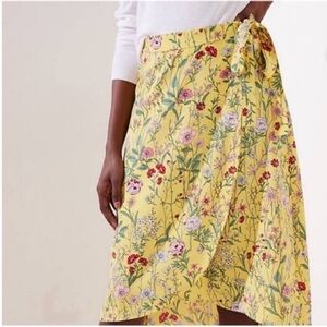 LOFT floral yellow wrap skirt